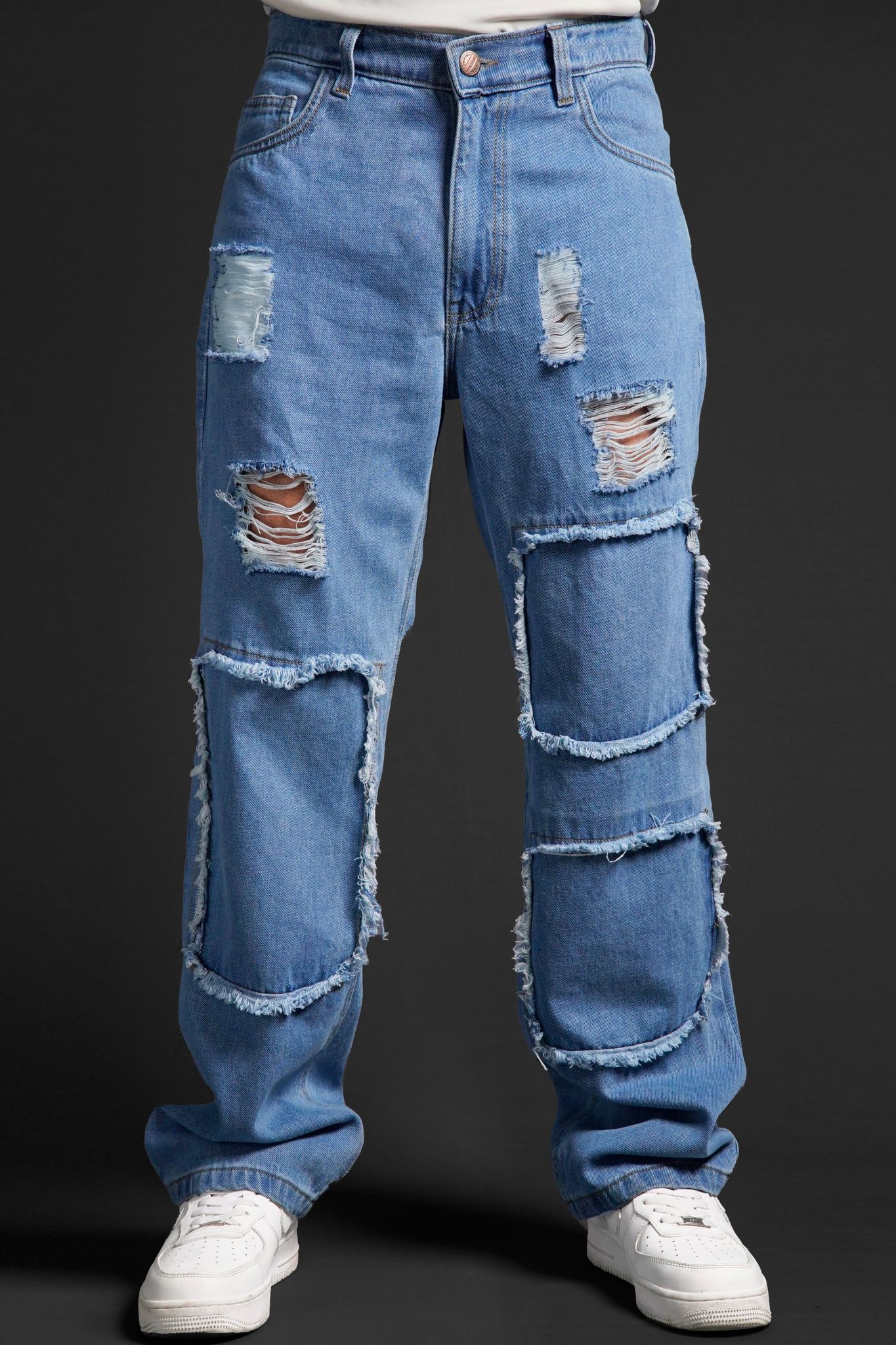 MADZEE RIPPED DENIM JEANS - Blue