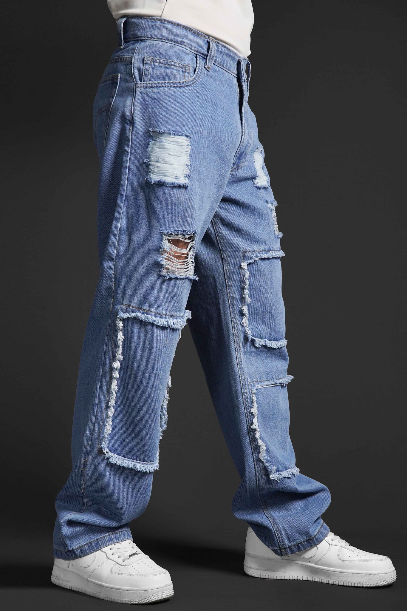 MADZEE RIPPED DENIM JEANS - Blue